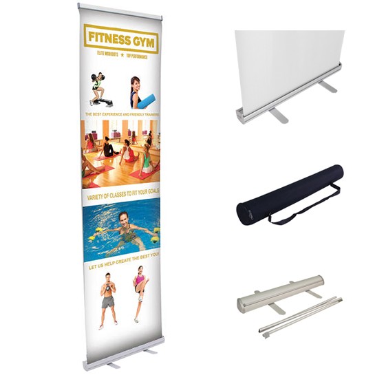 33x81 Aluminum Retractable Roll Up Banner Stand Trade Show Display  Portable, roll up