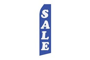 blue sale feather flag that says sale in white text