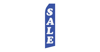 blue sale feather flag that says sale in white text