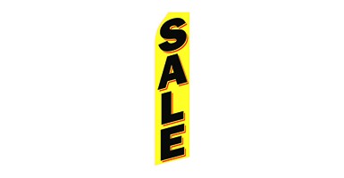 yellow sale feather flag that says sale in black text