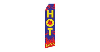 sale feather flag that says hot buys