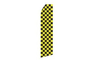 black and yellow checkerboard feather flag