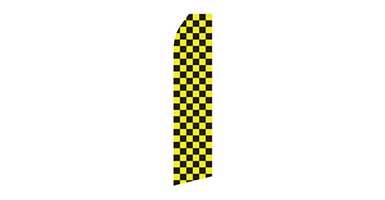 black and yellow checkerboard feather flag