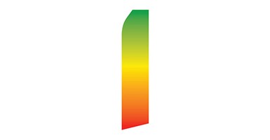 gradient feather flag in green, orange, yellow and red