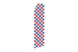red white and blue checkerboard feather flag
