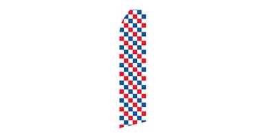 red white and blue checkerboard feather flag