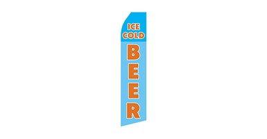 restaurant feather flag that says ice cold beer