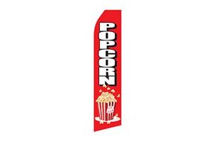 restaurant feather flag that says popcorn