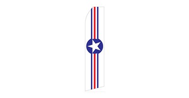 red, white and blue stripe military feather flag