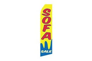 bright furniture feather flag that says sofa sale