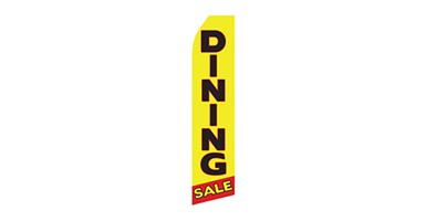 vibrant furniture feather flag that says dining sale