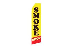 business feather flag that says smoke shop