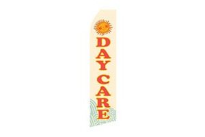 business stock feather flag that says daycare