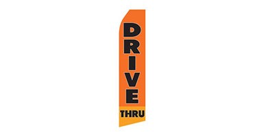 business stock feather flag that says drive thru