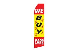 automotive feather flag that says we buy cars