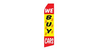 automotive feather flag that says we buy cars