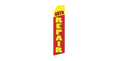 yellow and red automotive feather flag that says auto repair
