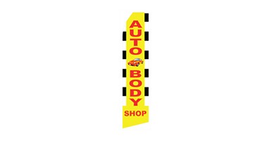 automotive feather flag that says auto body shop