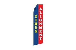 automotive feather flag that says tires alignment