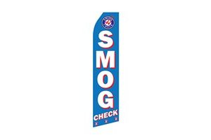 automotive feather flag that says smog check