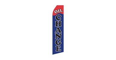 automotive feather flag that says oil change