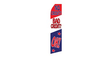 automotive feather flag that says no credit? bad credit? okay!